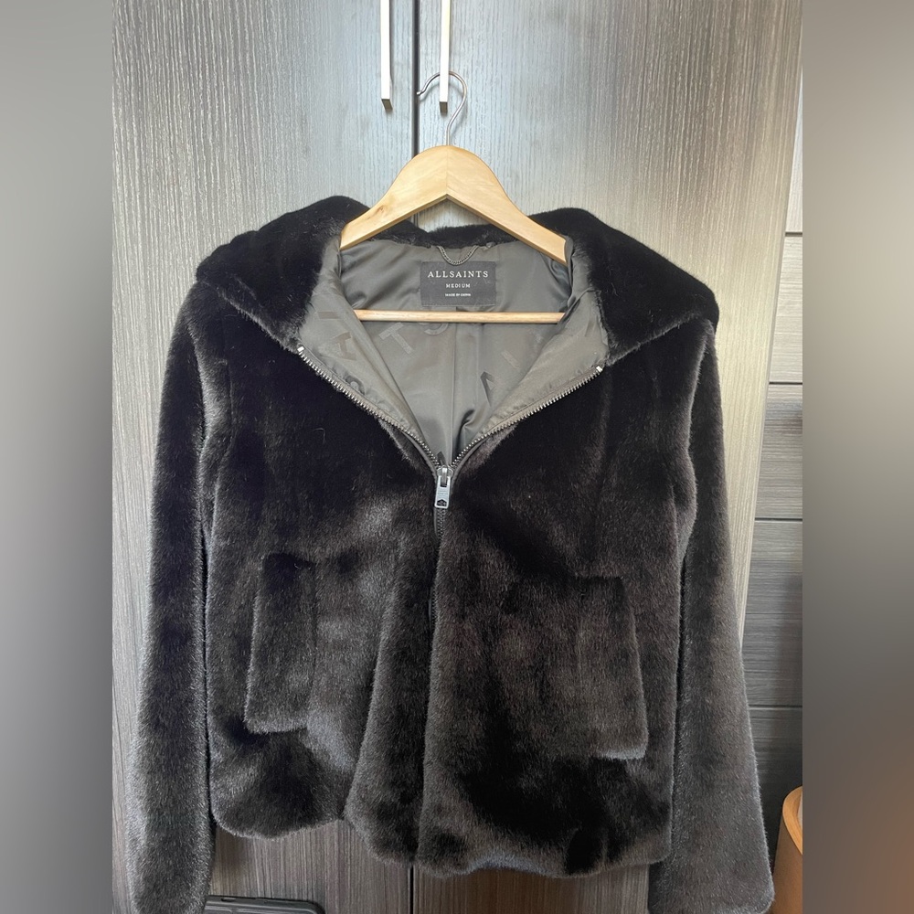 NWOT faux fur AllSaints coat sz medium